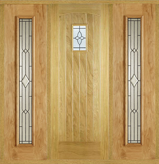 Cottage External Oak Door with Universal Oak Sidelight/s